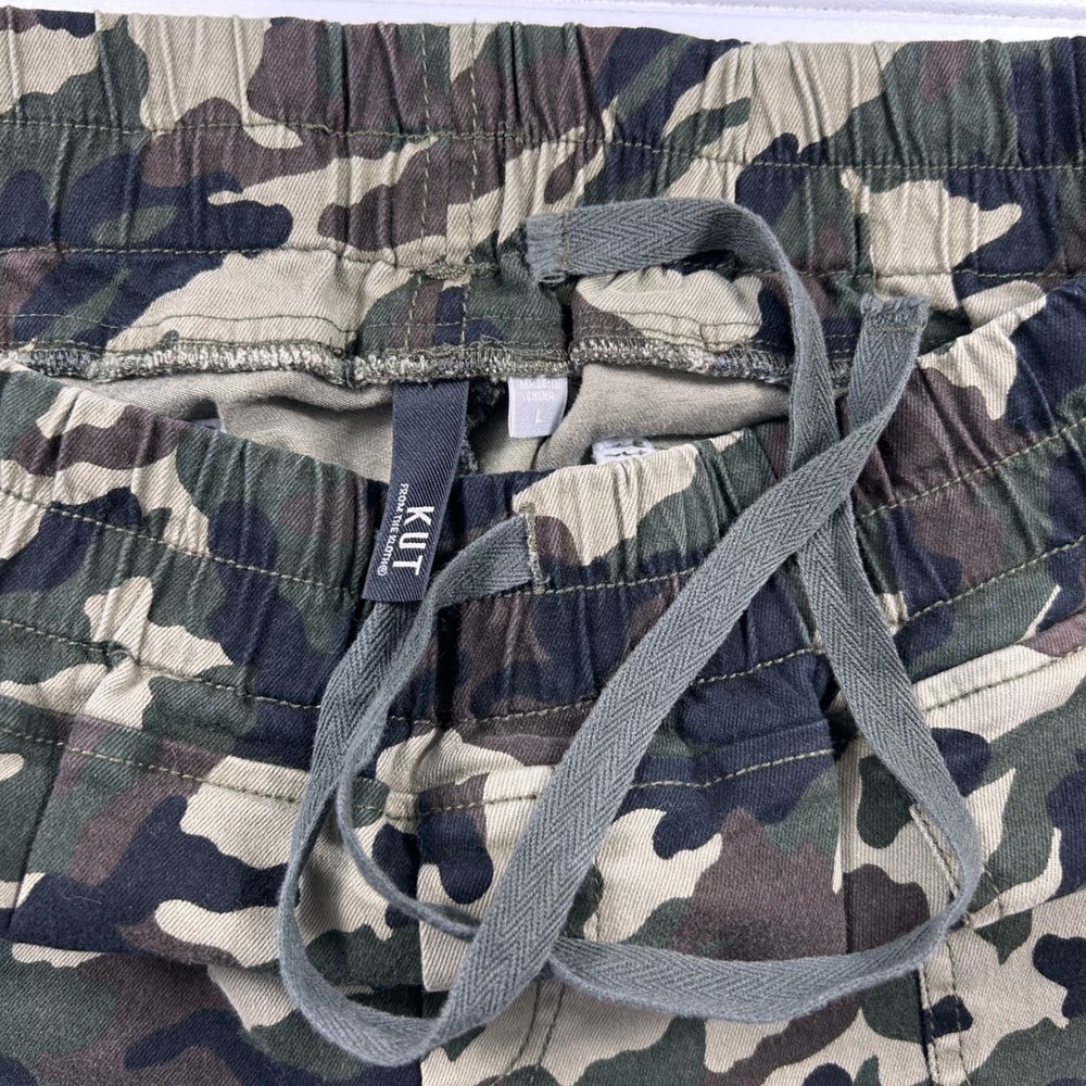 KUT from the Kloth Camo Utility Jogger Pants Womens L Green Woodland Drawstring - Picture 2 of 16